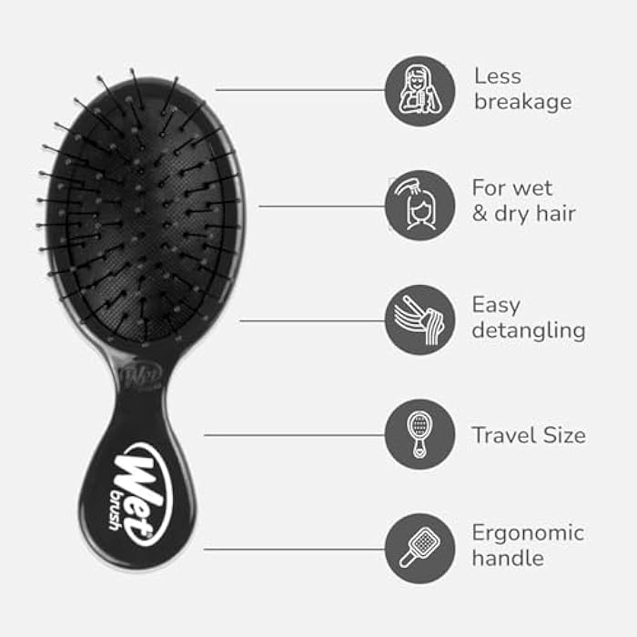 Wet Brush Mini Detangler Hair Brushes - Black - Image 4